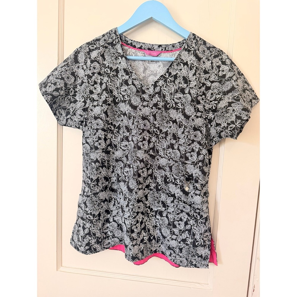 VERA BRADLEY SCRUB‎ TOB black and white floral women's medium
